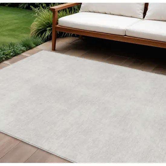 Ivory Washable Indoor Outdoor Area Rug Photo 1