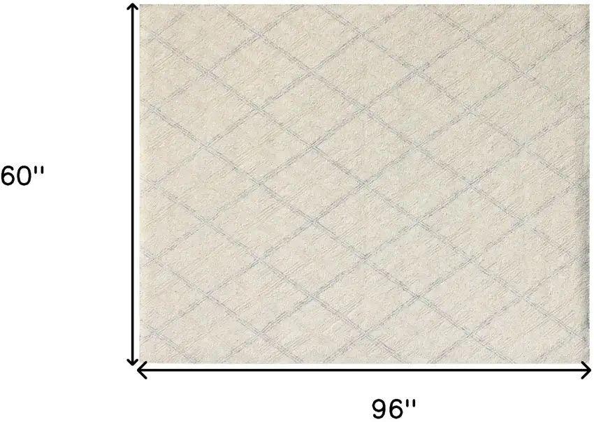 Ivory Wool Abstract Geometric Hand Tufted Non Skid Area Rug Photo 9