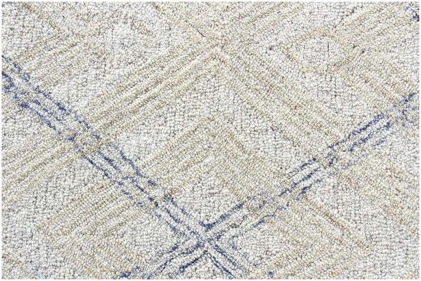 Ivory Wool Abstract Geometric Hand Tufted Non Skid Area Rug Photo 5
