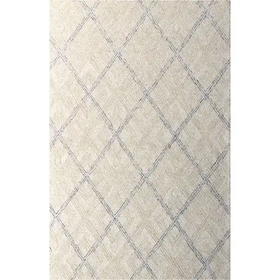Ivory Wool Abstract Geometric Hand Tufted Non Skid Area Rug Photo 3