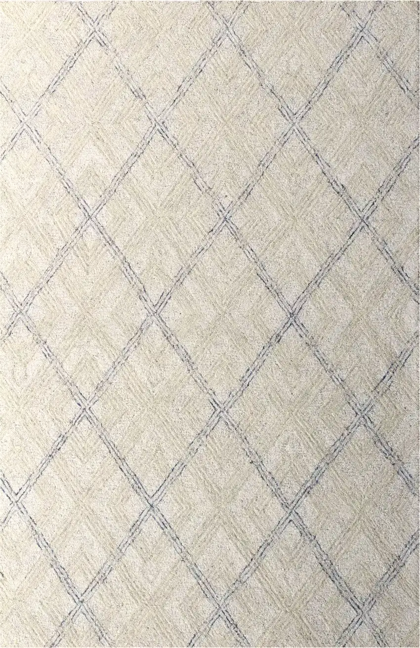 Ivory Wool Abstract Geometric Hand Tufted Non Skid Area Rug Photo 3