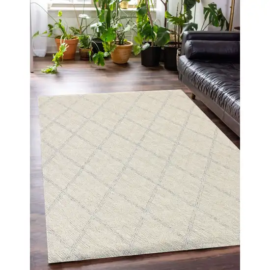 Ivory Wool Abstract Geometric Hand Tufted Non Skid Area Rug Photo 8