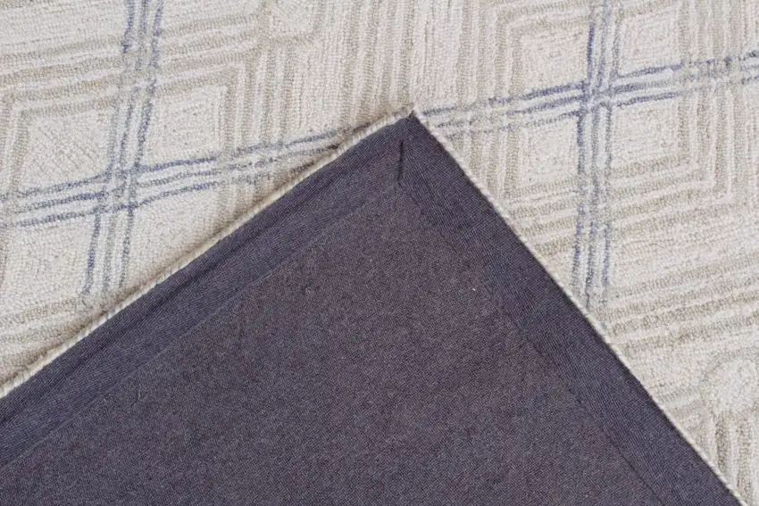 Ivory Wool Abstract Geometric Hand Tufted Non Skid Area Rug Photo 7