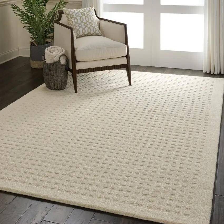Ivory Wool Area Rug Photo 7