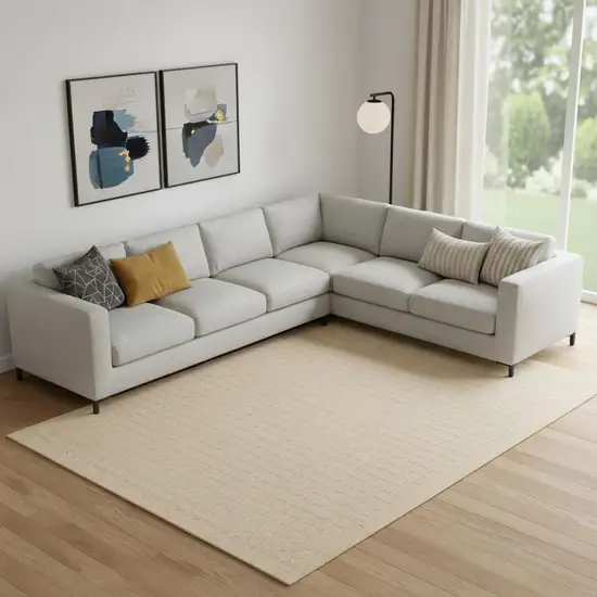 Ivory Wool Area Rug Photo 1