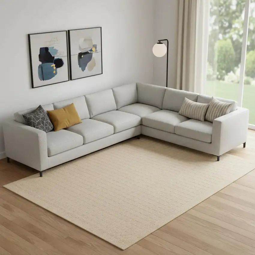 Ivory Wool Area Rug Photo 1