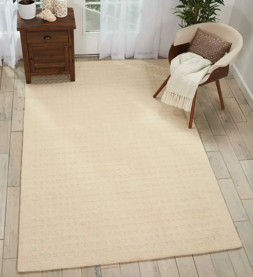 Ivory Wool Area Rug Photo 5