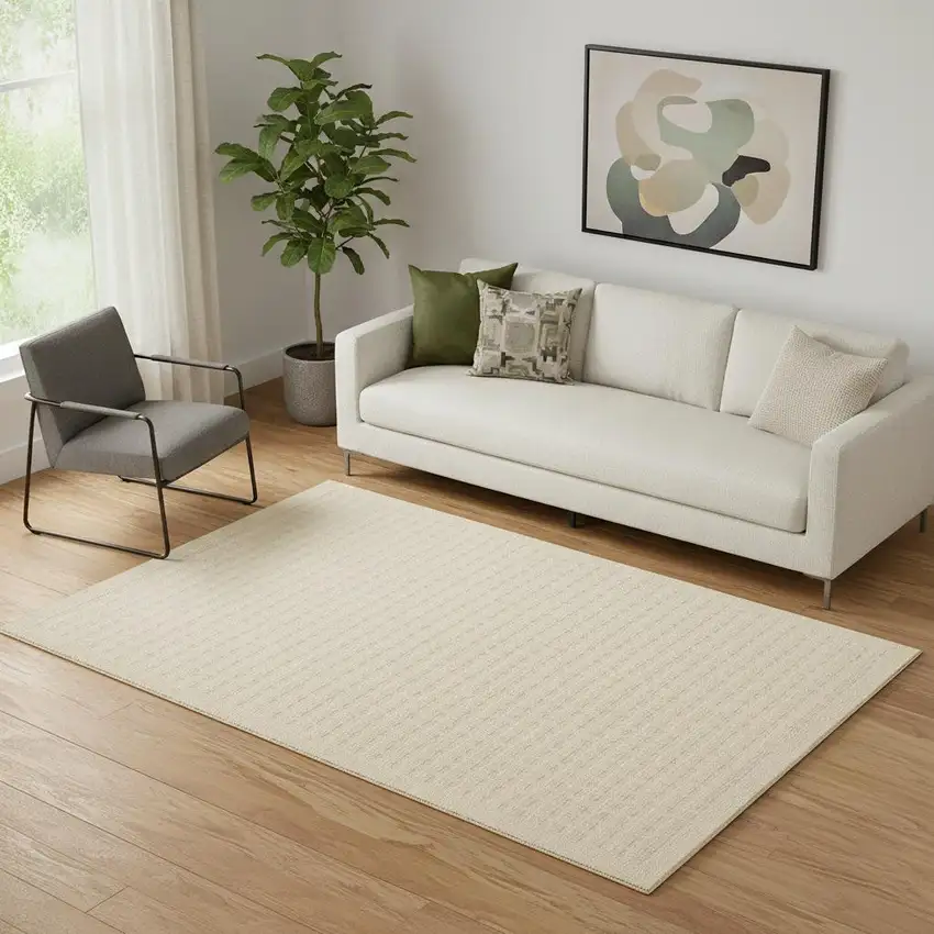 Ivory Wool Area Rug Photo 1