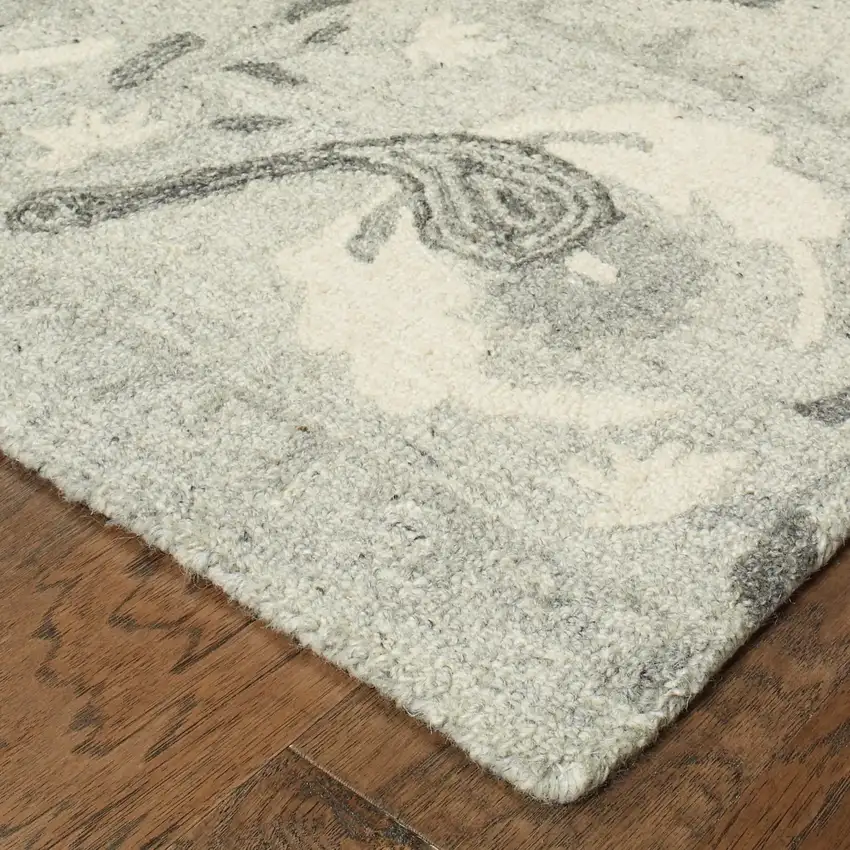 Ivory Wool Floral Hand Tufted Area Rug Photo 7