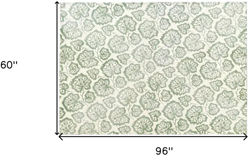 Ivory Wool Floral Hand Tufted Non Skid Area Rug Photo 7
