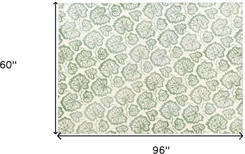 Ivory Wool Floral Hand Tufted Non Skid Area Rug Photo 7