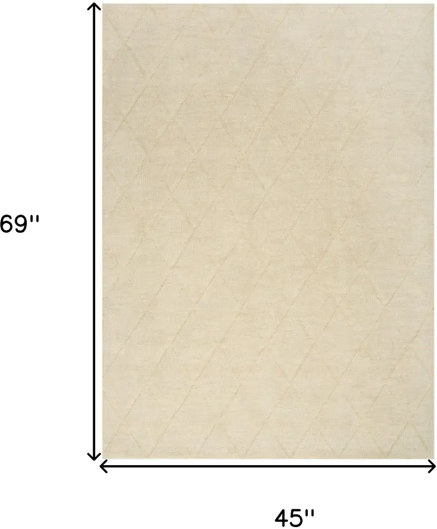 Ivory Wool Geometric Area Rug Photo 3