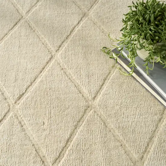Ivory Wool Geometric Area Rug Photo 8