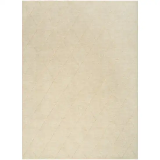 Ivory Wool Geometric Area Rug Photo 1