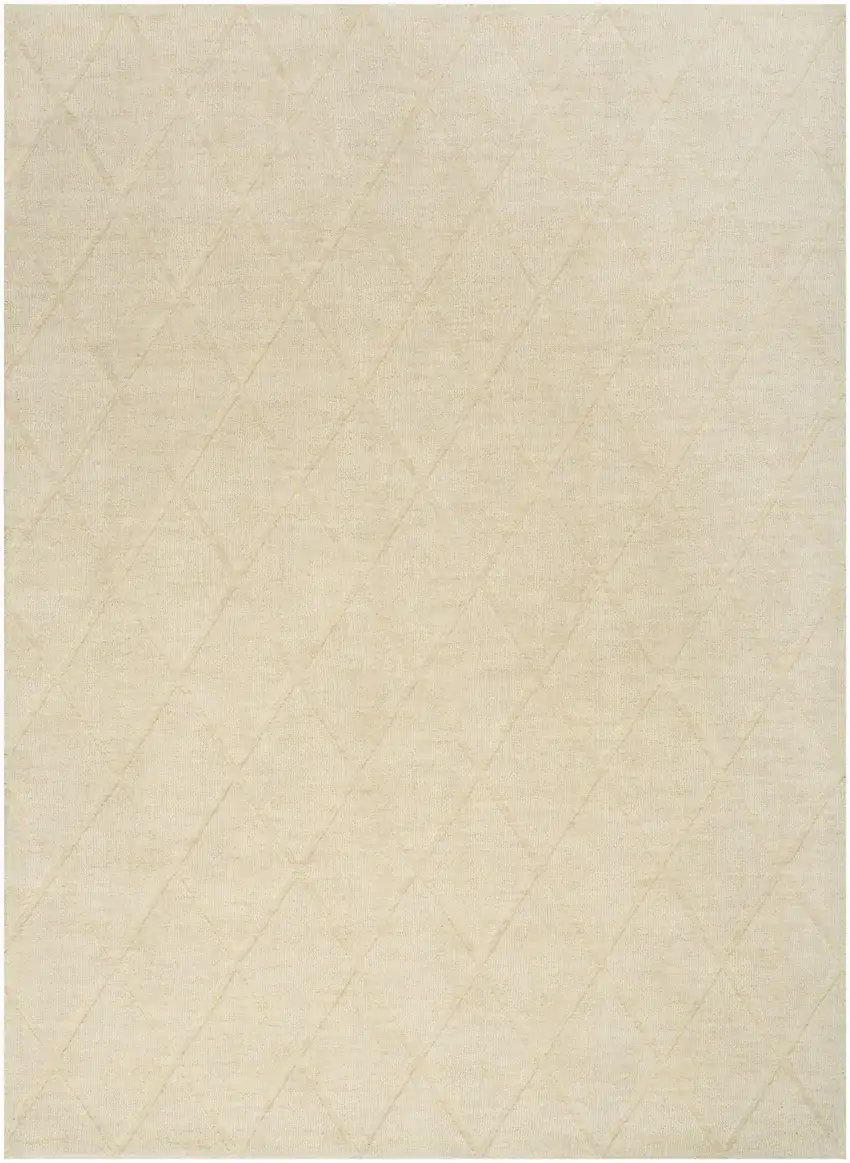 Ivory Wool Geometric Area Rug Photo 1