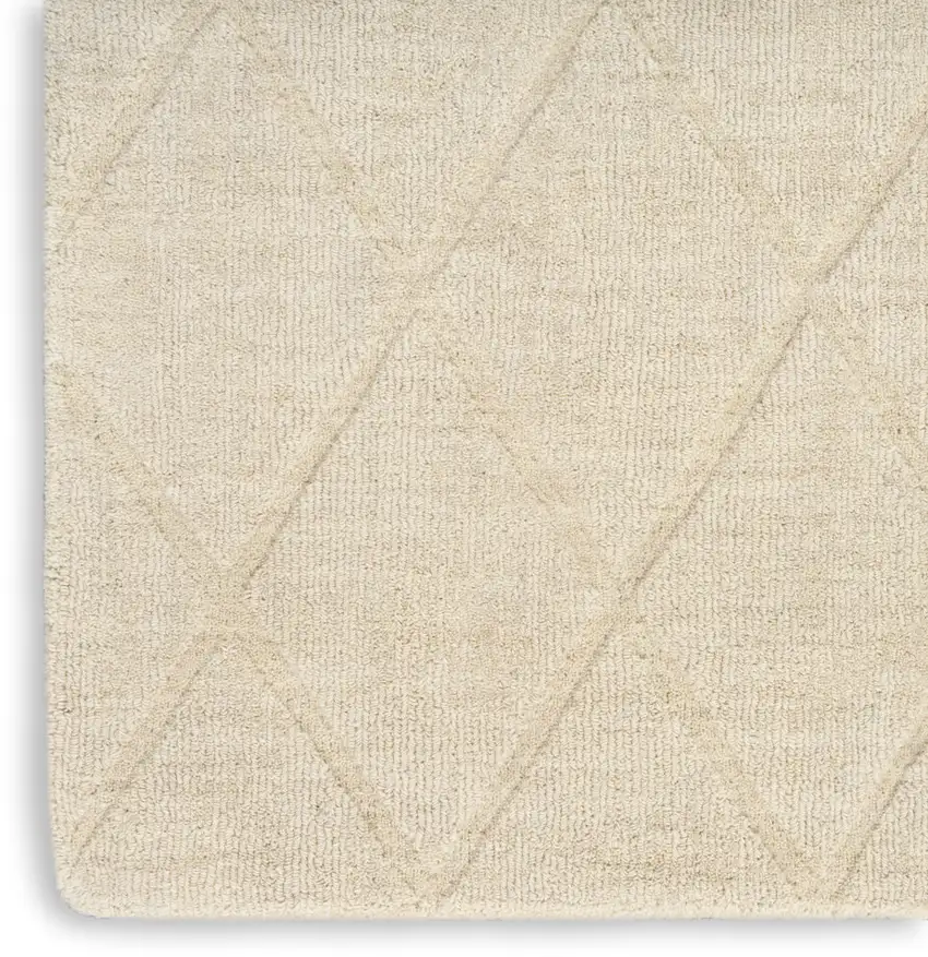 Ivory Wool Geometric Area Rug Photo 6