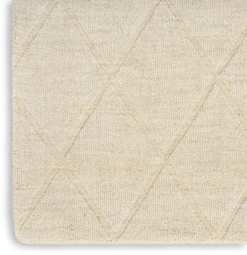 Ivory Wool Geometric Area Rug Photo 7