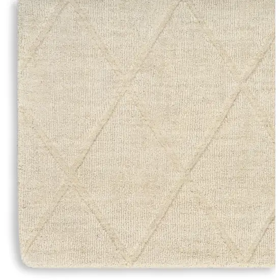 Ivory Wool Geometric Area Rug Photo 9