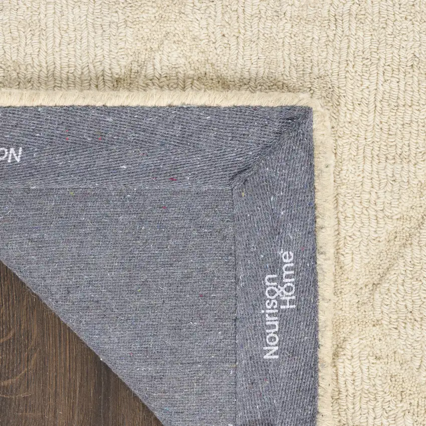 Ivory Wool Geometric Area Rug Photo 9