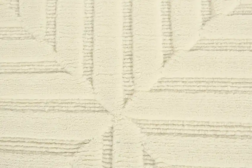 Ivory Wool Geometric Hand Knotted Area Rug Photo 8