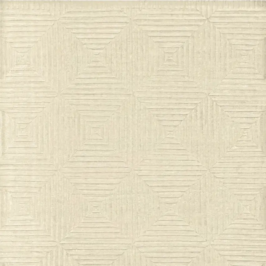Ivory Wool Geometric Hand Knotted Area Rug Photo 7