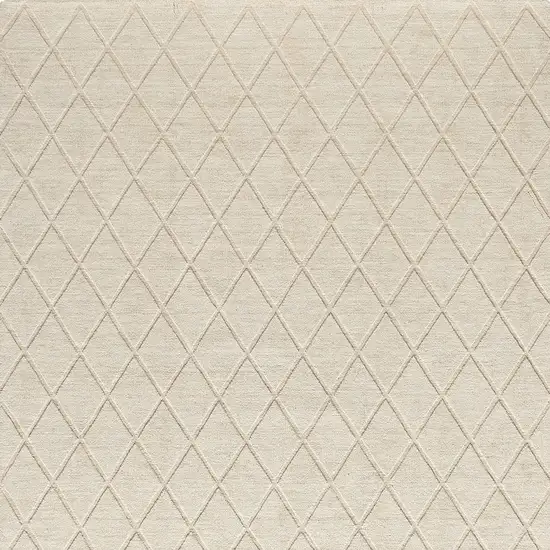 Ivory Wool Geometric Hand Woven Area Rug Photo 8