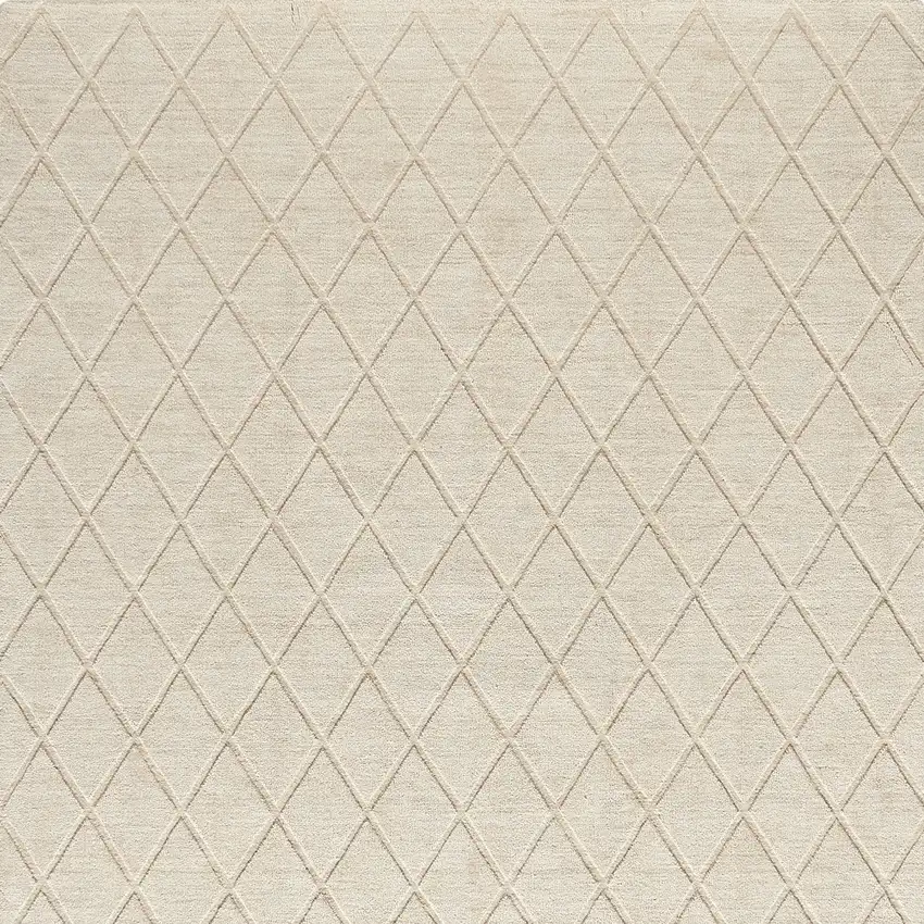 Ivory Wool Geometric Hand Woven Area Rug Photo 8