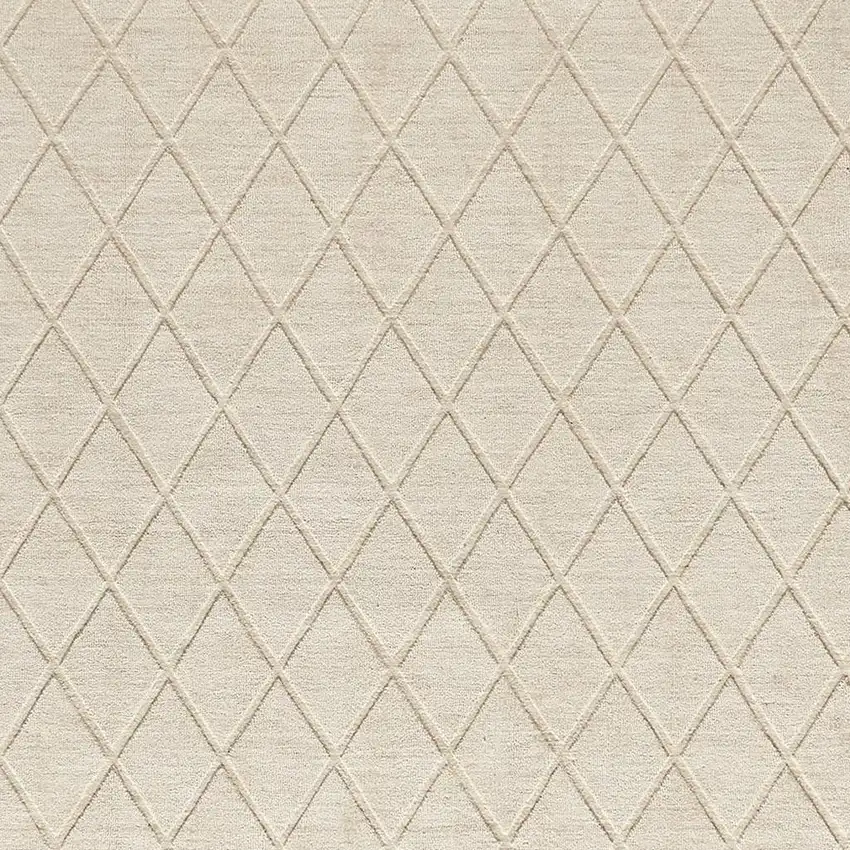 Ivory Wool Geometric Hand Woven Area Rug Photo 3
