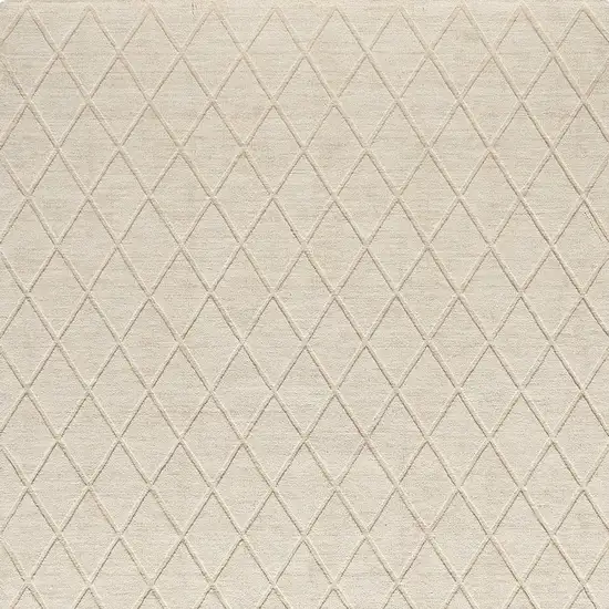 Ivory Wool Geometric Hand Woven Area Rug Photo 4