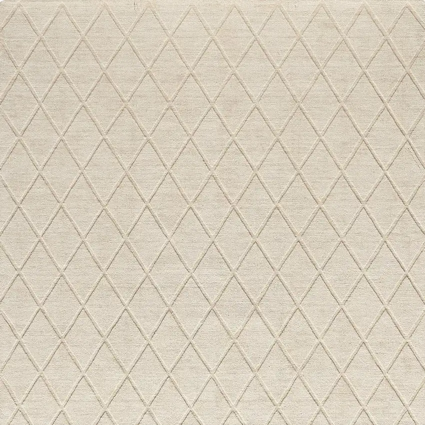 Ivory Wool Geometric Hand Woven Area Rug Photo 4