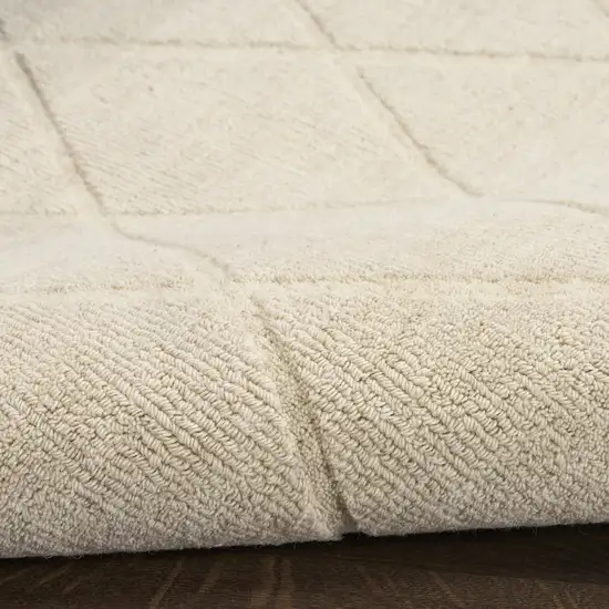 Ivory Wool Geometric Hand Woven Area Rug Photo 9