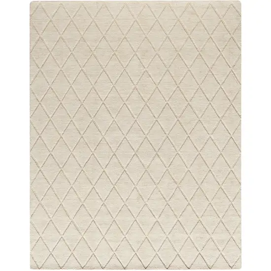 Ivory Wool Geometric Hand Woven Area Rug Photo 2