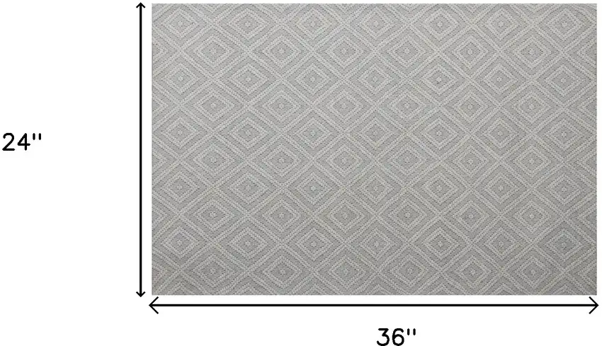 Ivory Wool Geometric Hand Woven Area Rug Photo 3