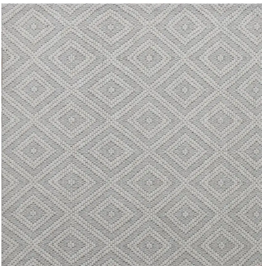 Ivory Wool Geometric Hand Woven Area Rug Photo 5