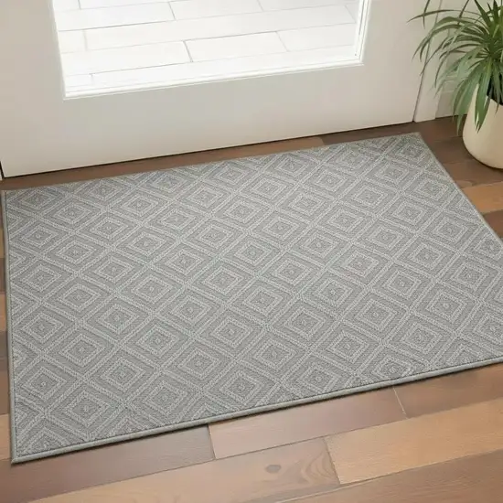 Ivory Wool Geometric Hand Woven Area Rug Photo 1