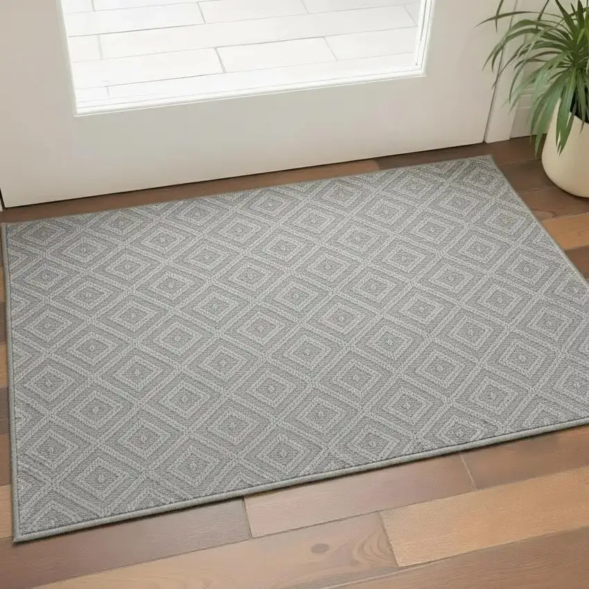 Ivory Wool Geometric Hand Woven Area Rug Photo 1