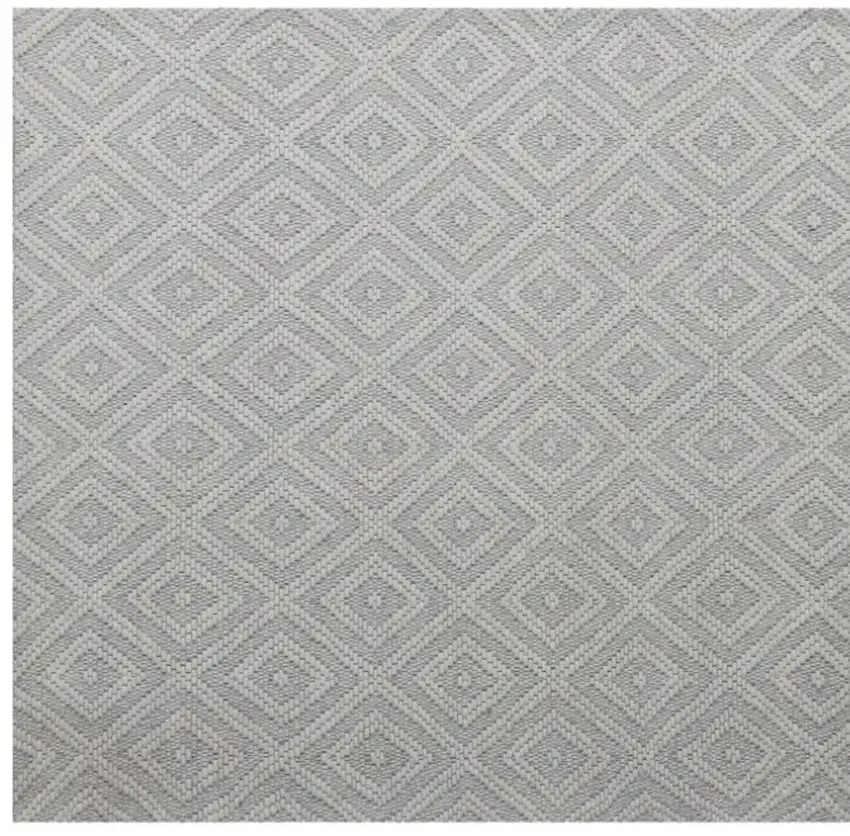 Ivory Wool Geometric Hand Woven Area Rug Photo 5