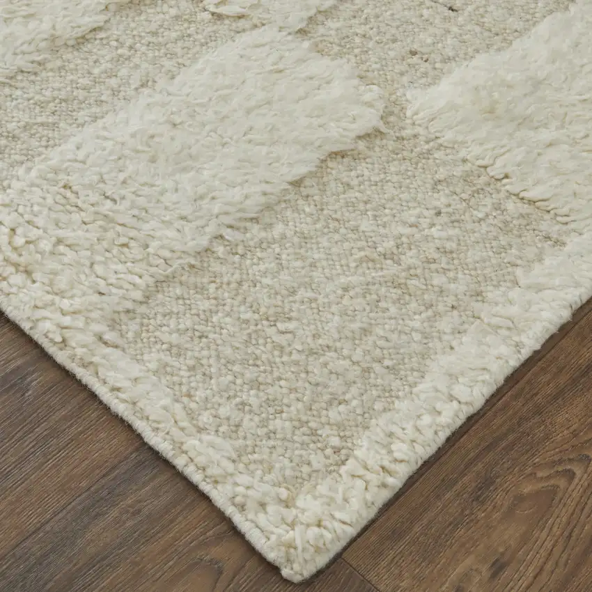 Ivory Wool Geometric Hand Woven Area Rug Photo 9