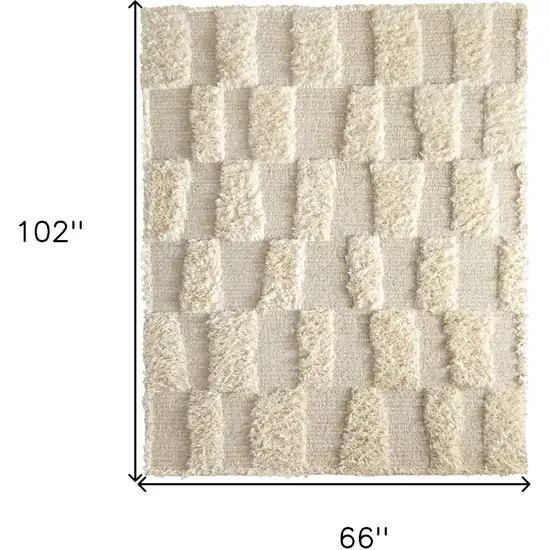 Ivory Wool Geometric Hand Woven Area Rug Photo 3