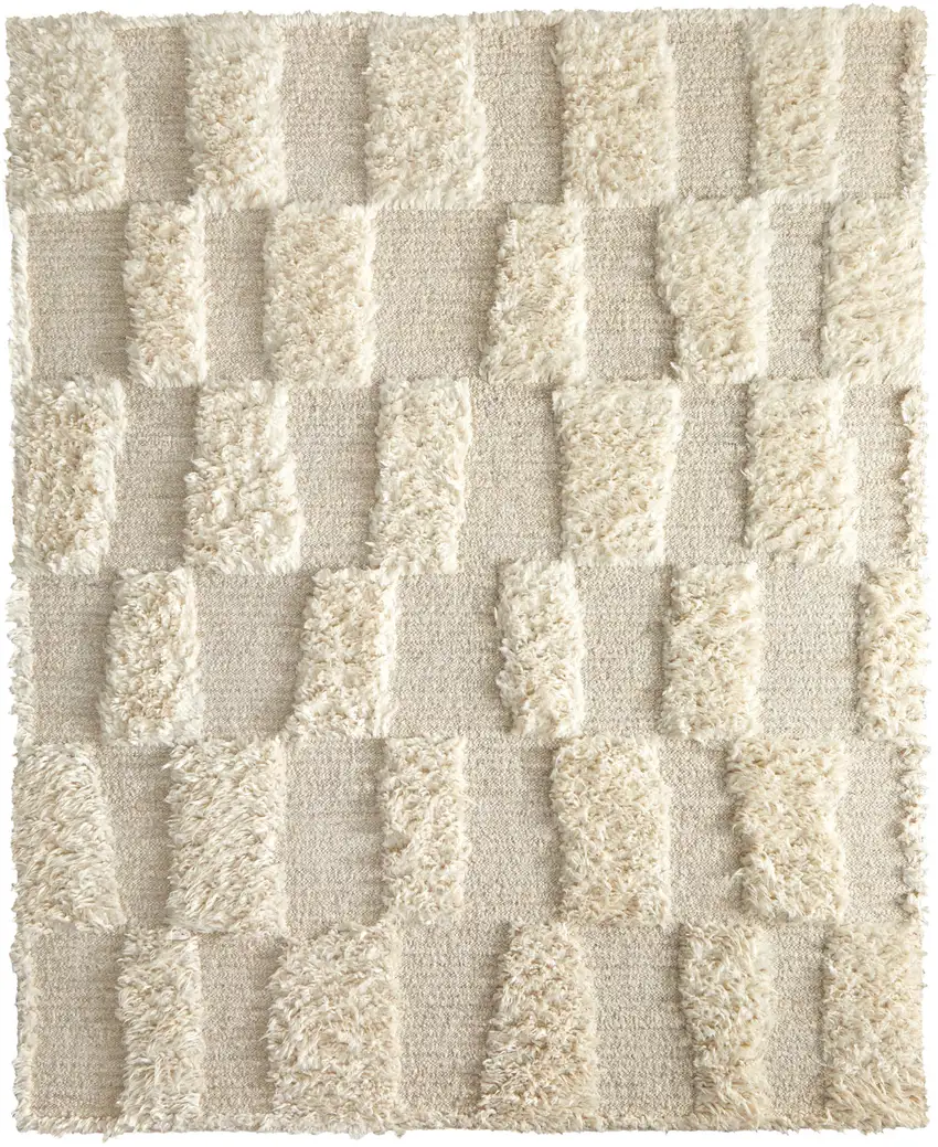 Ivory Wool Geometric Hand Woven Area Rug Photo 2