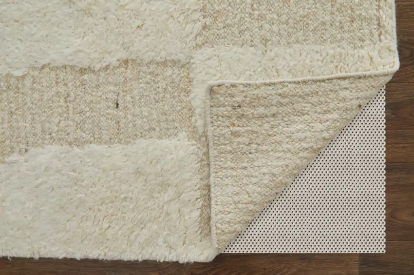 Ivory Wool Geometric Hand Woven Area Rug Photo 6