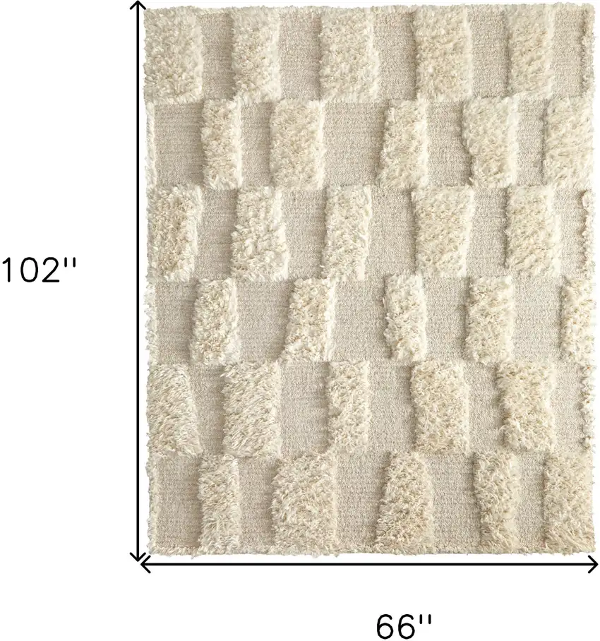 Ivory Wool Geometric Hand Woven Area Rug Photo 3