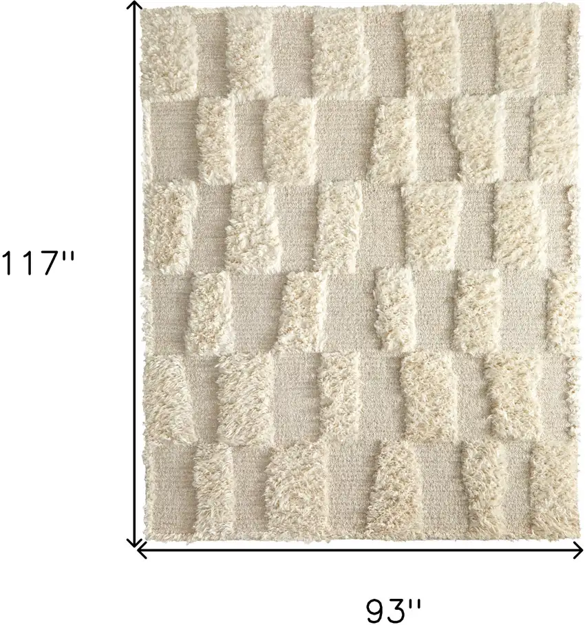 Ivory Wool Geometric Hand Woven Area Rug Photo 3