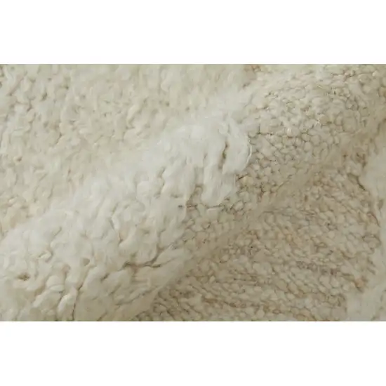Ivory Wool Geometric Hand Woven Area Rug Photo 8