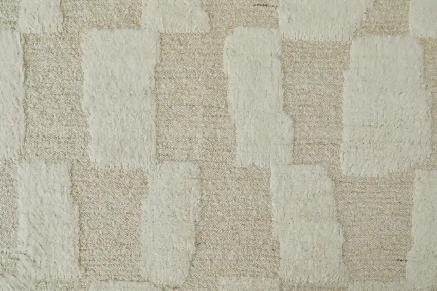 Ivory Wool Geometric Hand Woven Area Rug Photo 9