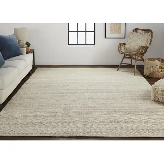 Ivory Wool Hand Woven Stain Resistant Area Rug Photo 5