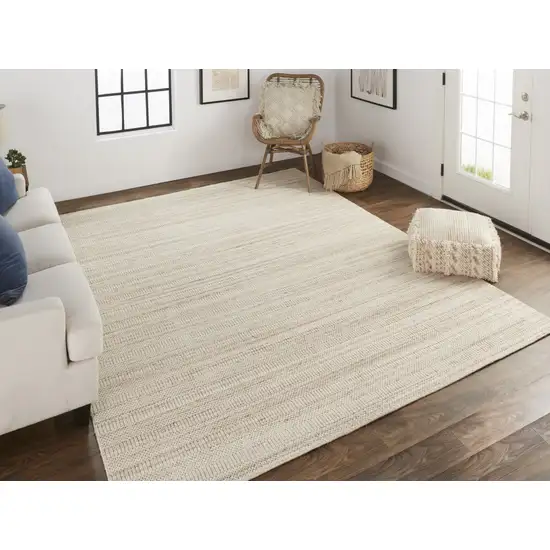 Ivory Wool Hand Woven Stain Resistant Area Rug Photo 6