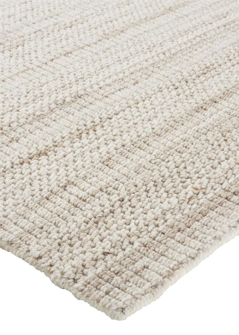 Ivory Wool Hand Woven Stain Resistant Area Rug Photo 4