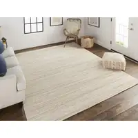 Photo of Ivory Wool Hand Woven Stain Resistant Area Rug