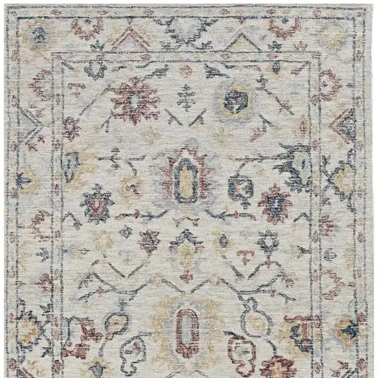 Ivory Gray And Red Wool Medallion Hand Tufted Area Rug Photo 4